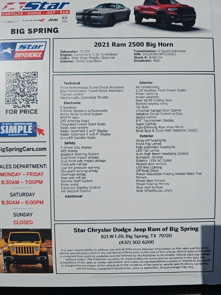 2021 RAM 2500 Big Horn